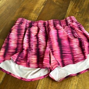Athleta Girls Pink and Black Athletic Shorts 2.5” with Elastic Waistband M8/10